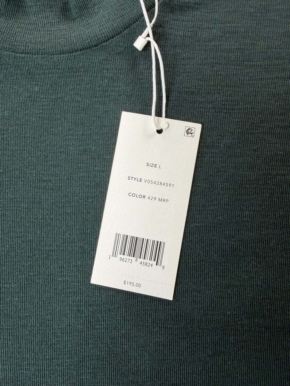 Vince Fine Ribbed Knit Mock Neck Long Sleeve Top Olive Green Size L NWT - Picture 3 of 8